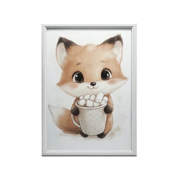 Plakat Sød ræv med varm chokolade Plakat Sød ræv med varm chokolade, 70x100 cm, sort aluminiumsramme, 230 gsm mat papir