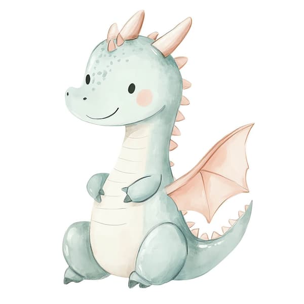Plakat Cute Blue Dragon Plakat Cute Blue Dragon, 30x40 cm, uindrammet, premium lærred på båreramme