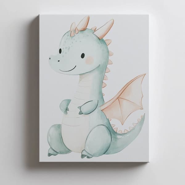 Plakat Cute Blue Dragon Plakat Cute Blue Dragon, 30x40 cm, uindrammet, premium lærred på båreramme