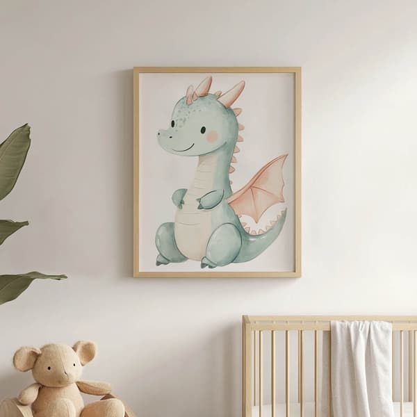 Plakat Cute Blue Dragon Plakat Cute Blue Dragon, 30x40 cm, uindrammet, premium lærred på båreramme