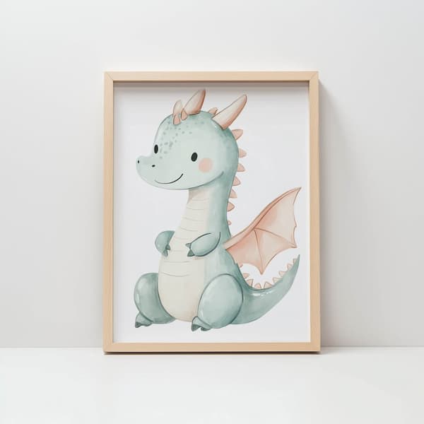 Plakat Cute Blue Dragon Plakat Cute Blue Dragon, 30x40 cm, uindrammet, premium lærred på båreramme