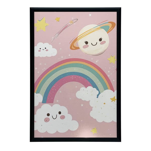 Cheerful Planet with Rainbow Poster Cheerful Planet with Rainbow Poster, 40x50 cm, sort aluminiumsramme, 230 gsm mat papir