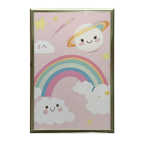 Cheerful Planet with Rainbow Poster Cheerful Planet with Rainbow Poster, 40x50 cm, sort aluminiumsramme, 230 gsm mat papir