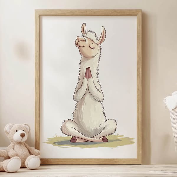 Lama in Meditation - Dekorativ plakat Lama in Meditation - Dekorativ plakat, 70x100 cm, mørkebrun træramme, 230 gsm mat papir