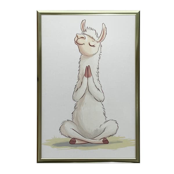 Lama in Meditation - Dekorativ plakat Lama in Meditation - Dekorativ plakat, 70x100 cm, mørkebrun træramme, 230 gsm mat papir
