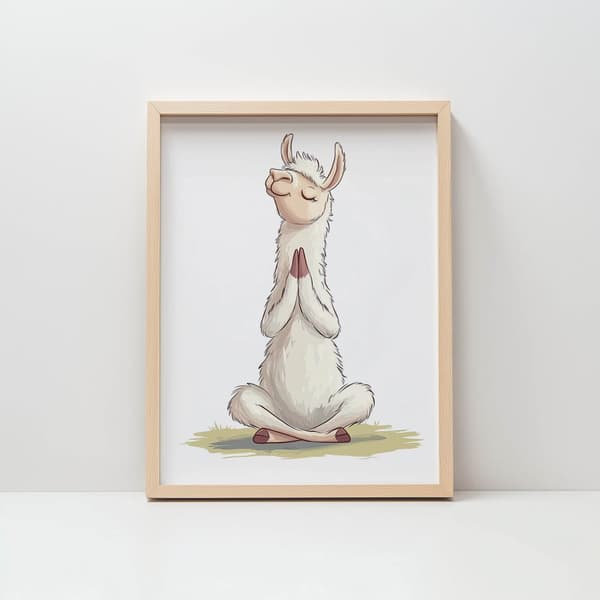 Lama in Meditation - Dekorativ plakat Lama in Meditation - Dekorativ plakat, 70x100 cm, mørkebrun træramme, 230 gsm mat papir