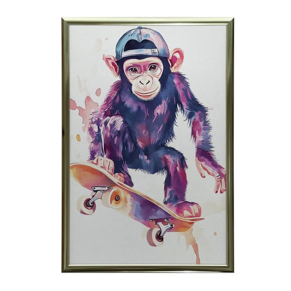 Juliste Monkey Skateboarder Juliste Monkey Skateboarder, 30x40 cm, kehystämätön, ensiluokkainen kangas paareilla