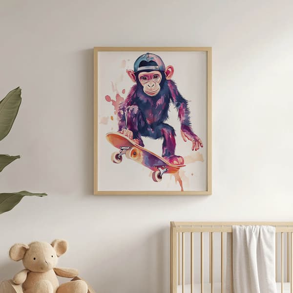 Monkey Skateboarder Poster Monkey Skateboarder Poster, 60x90 cm, oinramad, 230 gsm matt papper