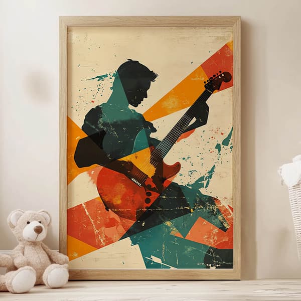 Musikaalinen intohimojuliste Musiikki intohimojuliste, 60x90 cm, kultainen alumiinikehys, 230 gsm mattapaperi