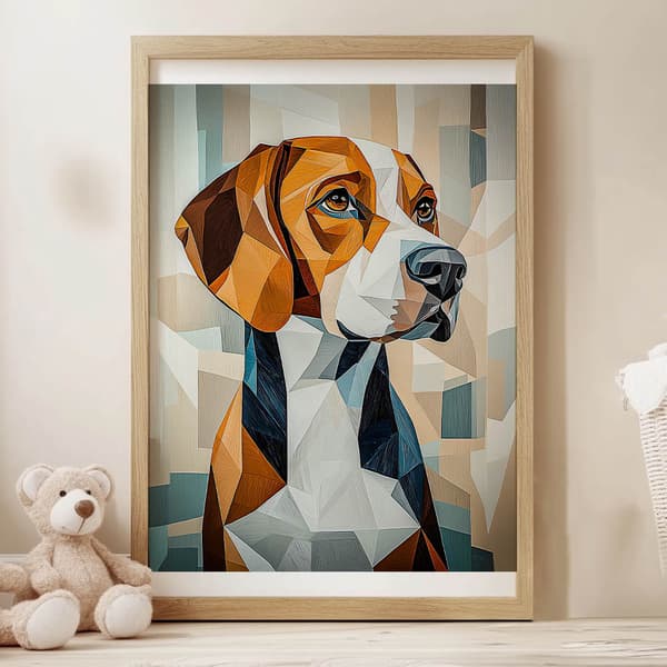 Beagle in Geometry -juliste Beagle in Geometry -juliste, 30x40 cm, kehystämätön, ensiluokkainen kangas paareilla