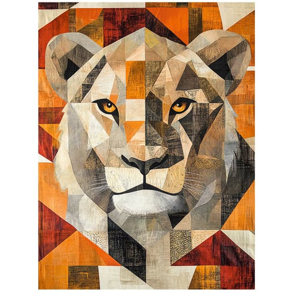 Lion in Geometry-plakat Lion in Geometry-plakat, 40x50 cm, sort aluminiumsramme, 230 gsm mat papir