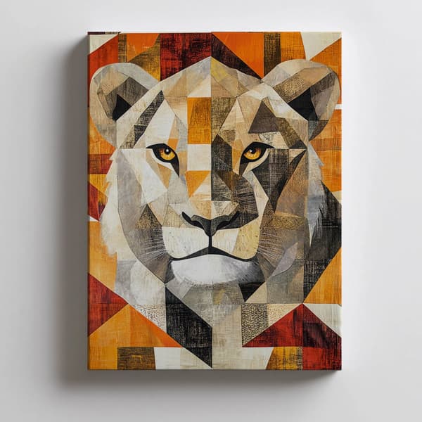 Lion in Geometry-plakat Lion in Geometry-plakat, 40x50 cm, sort aluminiumsramme, 230 gsm mat papir
