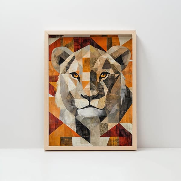 Lion in Geometry-plakat Lion in Geometry-plakat, 40x50 cm, sort aluminiumsramme, 230 gsm mat papir
