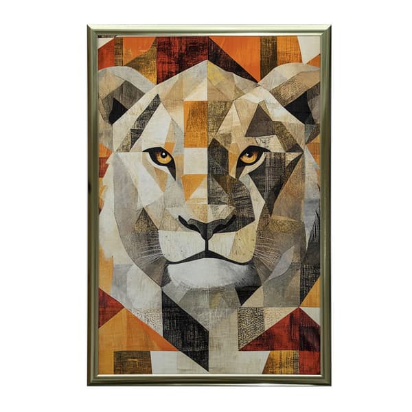 Lion in Geometry-plakat Lion in Geometry-plakat, 40x50 cm, sort aluminiumsramme, 230 gsm mat papir
