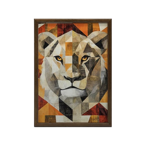 Lion in Geometry-plakat Lion in Geometry-plakat, 40x50 cm, sort aluminiumsramme, 230 gsm mat papir
