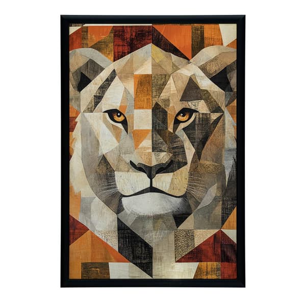 Lion in Geometry-plakat Lion in Geometry-plakat, 40x50 cm, sort aluminiumsramme, 230 gsm mat papir