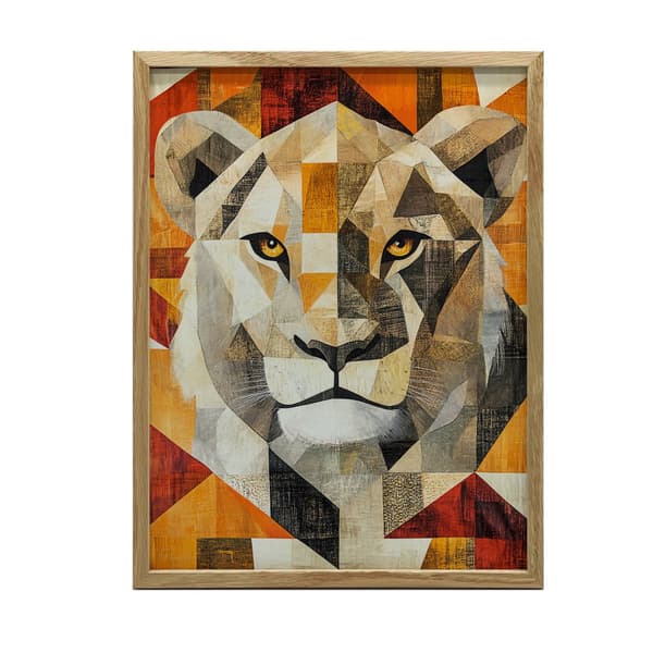 Lion in Geometry-plakat Lion in Geometry-plakat, 40x50 cm, sort aluminiumsramme, 230 gsm mat papir