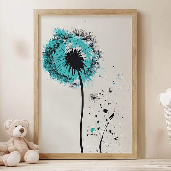 Plakat Delikat mælkebøtte i bevægelse Plakat Delikat mælkebøtte i bevægelse, 30x40 cm, hvid træramme, 230 gsm mat papir