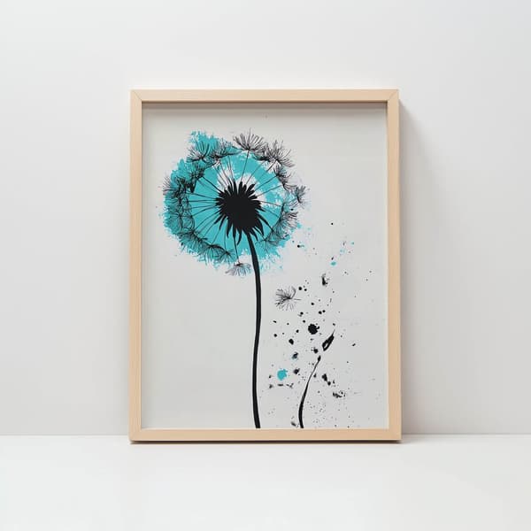 Plakat Delikat mælkebøtte i bevægelse Plakat Delikat mælkebøtte i bevægelse, 30x40 cm, hvid træramme, 230 gsm mat papir