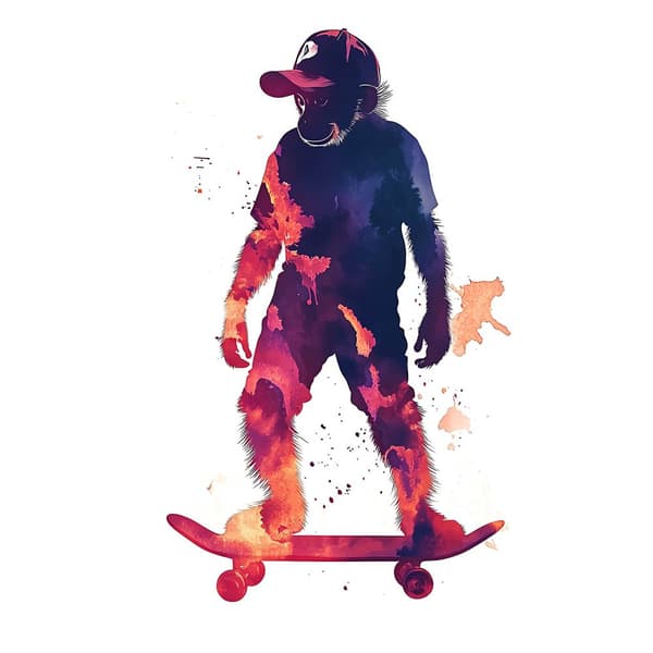 Monkey on a skateboardaffisch Monkey on a skateboardaffisch, 30x40 cm, svart aluminiumram, 230 gsm matt papper