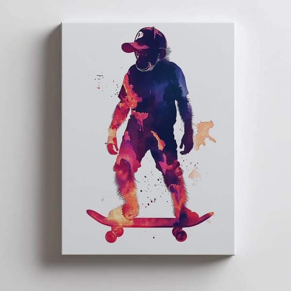 Monkey on a skateboardaffisch Monkey on a skateboardaffisch, 30x40 cm, svart aluminiumram, 230 gsm matt papper