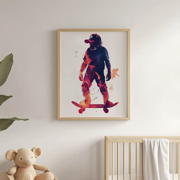 Monkey on a skateboardaffisch Monkey on a skateboardaffisch, 30x40 cm, svart aluminiumram, 230 gsm matt papper
