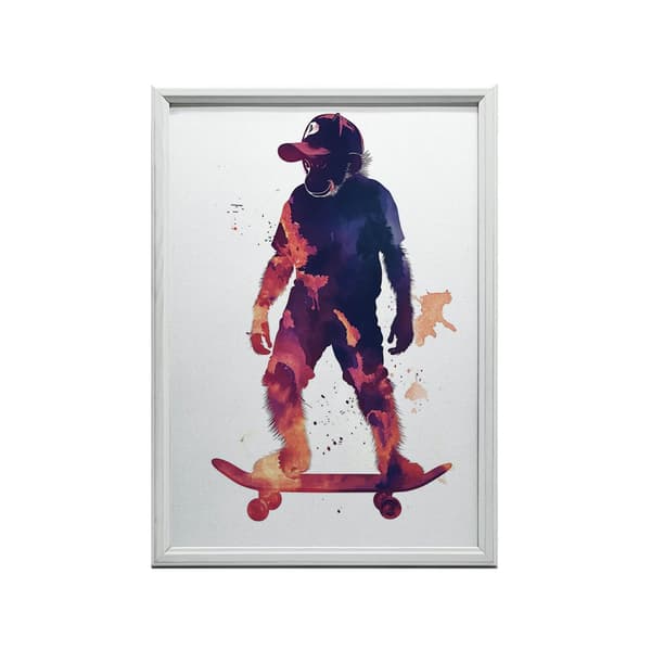 Monkey on a skateboardaffisch Monkey on a skateboardaffisch, 30x40 cm, svart aluminiumram, 230 gsm matt papper