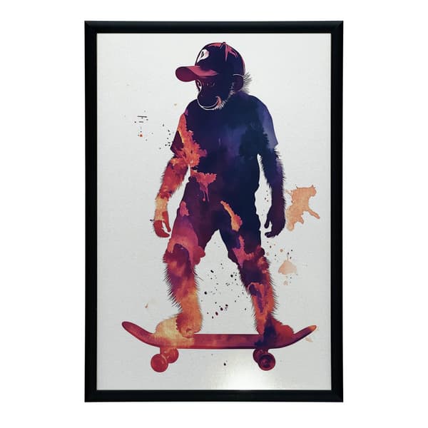 Monkey on a skateboardaffisch Monkey on a skateboardaffisch, 30x40 cm, svart aluminiumram, 230 gsm matt papper