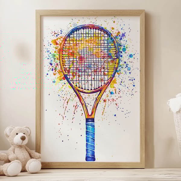 Plakat Joyful tennis world Plakat Joyful tennis world, 50x70 cm, lys egetræsramme, 230 gsm mat papir