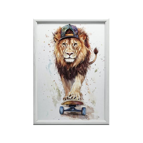 Løve på skateboard plakat Løve på skateboard plakat, 60x90 cm, uindrammet, 230 gsm mat papir