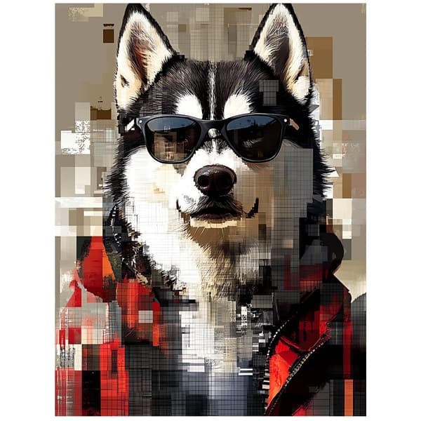 Husky i briller plakat Husky i briller plakat, 40x50 cm, uindrammet, 230 gsm mat papir