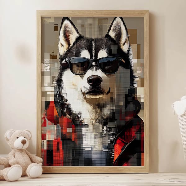 Husky i briller plakat Husky i briller plakat, 40x50 cm, uindrammet, 230 gsm mat papir