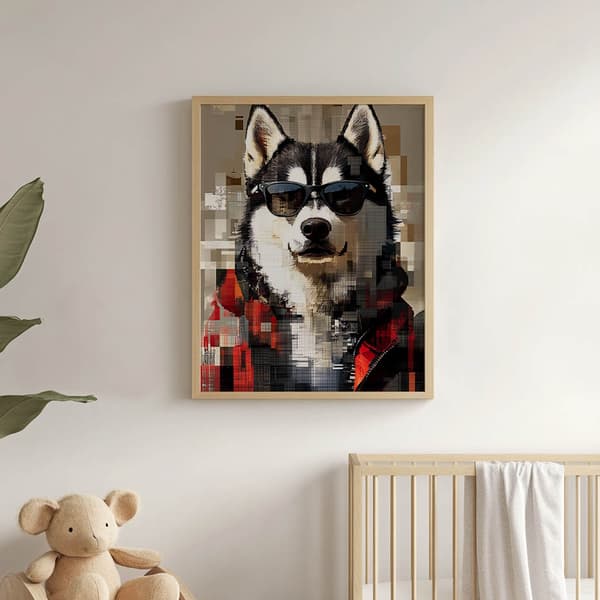Husky i briller plakat Husky i briller plakat, 40x50 cm, uindrammet, 230 gsm mat papir