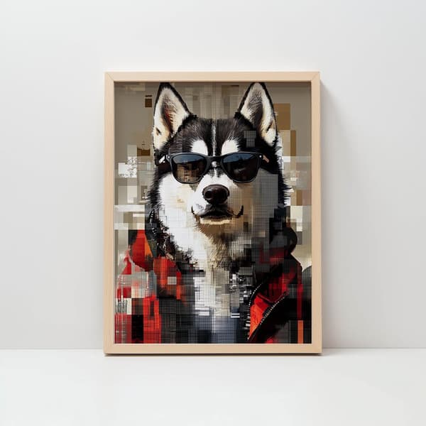Husky i briller plakat Husky i briller plakat, 40x50 cm, uindrammet, 230 gsm mat papir