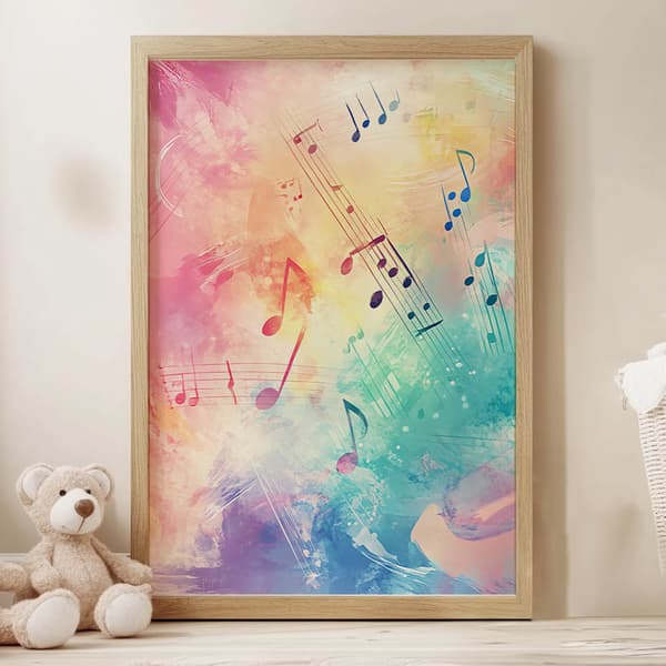 Joyful melodi plakat Joyful melodi plakat, 50x70 cm, lys egetræsramme, 230 gsm mat papir