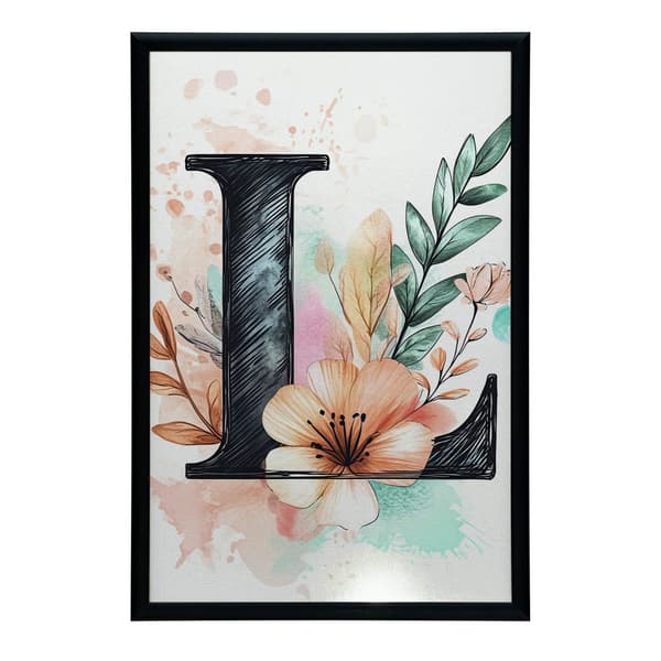 Plakatbogstav "L" i blomstersammensætning Plakatbogstav "L" i blomstersammensætning, 30x40 cm, rammeløs, 230 gsm mat papir