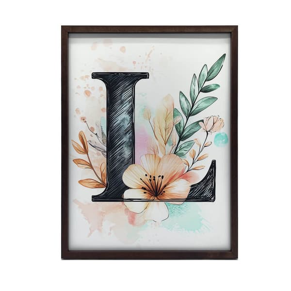 Plakatbogstav "L" i blomstersammensætning Plakatbogstav "L" i blomstersammensætning, 30x40 cm, rammeløs, 230 gsm mat papir