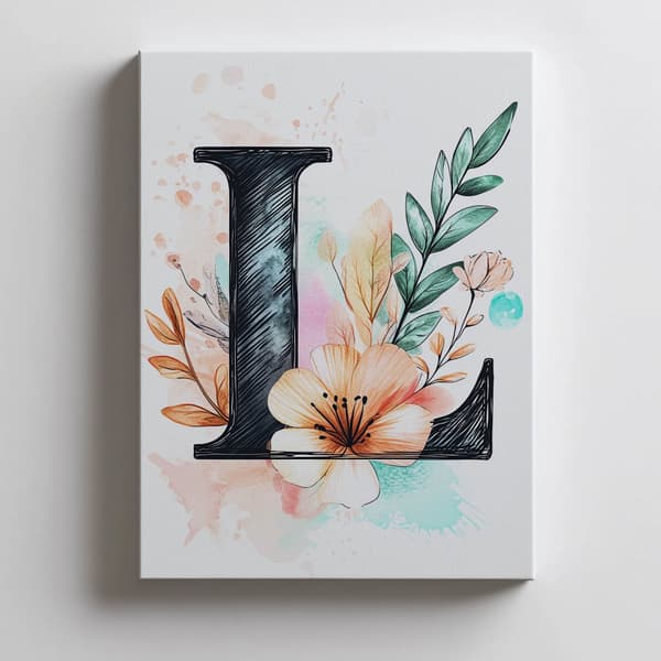 Plakatbogstav "L" i blomstersammensætning Plakatbogstav "L" i blomstersammensætning, 50x70 cm, rammeløs, 230 gsm mat papir