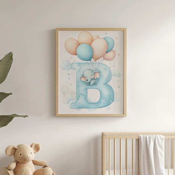 Bogstav B plakat med balloner Bogstav B plakat med balloner, 30x40 cm, sort aluminiumsramme, 230 gsm mat papir
