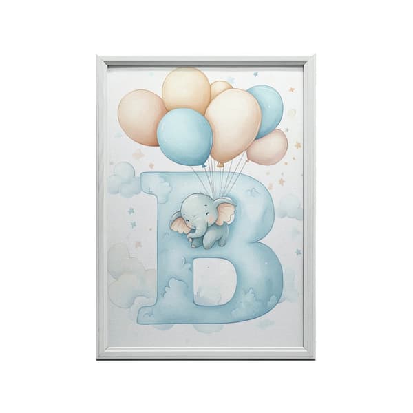 Plakat Bogstav B med balloner Plakat Bogstav B med balloner, 30x40 cm, lys egetræsramme, 230 gsm mat papir