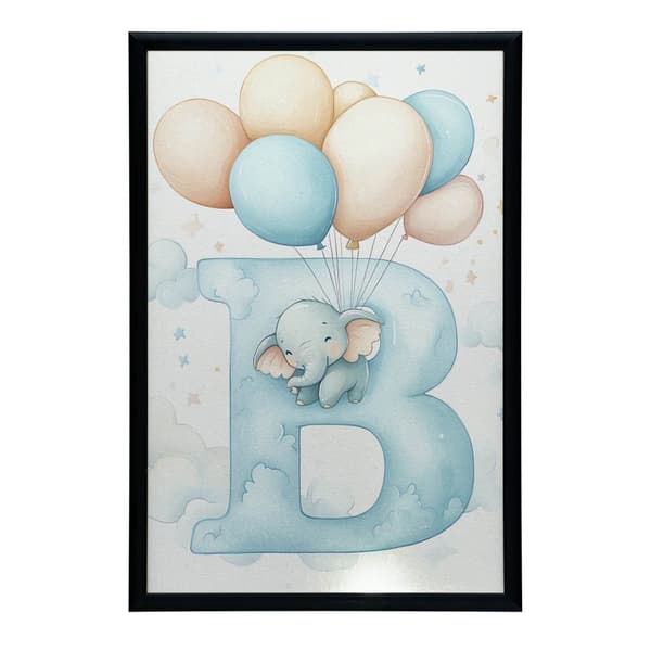 Plakat Bogstav B med balloner Plakat Bogstav B med balloner, 30x40 cm, lys egetræsramme, 230 gsm mat papir