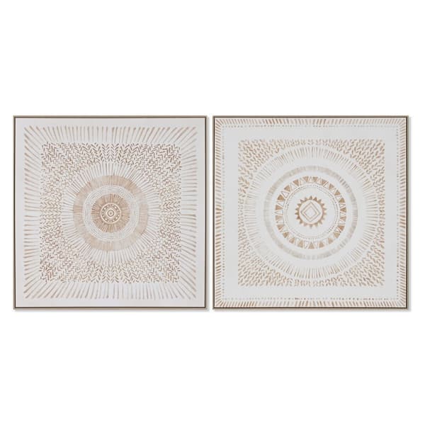 Maleri Home ESPRIT Mandala Skandinavisk 100 x 4 x 100 cm (2 enheder)