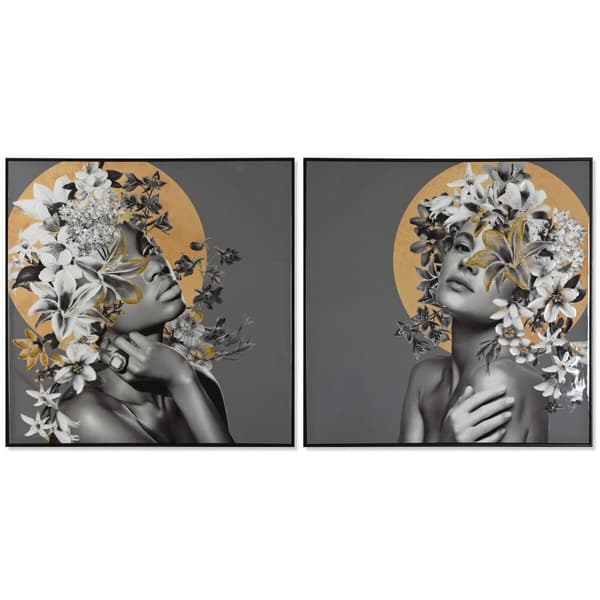 Maalaus Home ESPRIT Gėlės Moderni 100 x 3,5 x 100 cm (2 osaa)