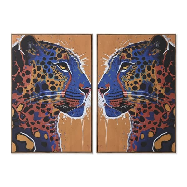 Maleri Home ESPRIT Leopard Urban 80 x 4,5 x 120 cm (2 enheder)