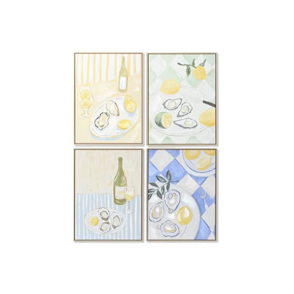 Maleri Home ESPRIT Gul Blå Middelhavet 60 x 4 x 80 cm (4 enheder)