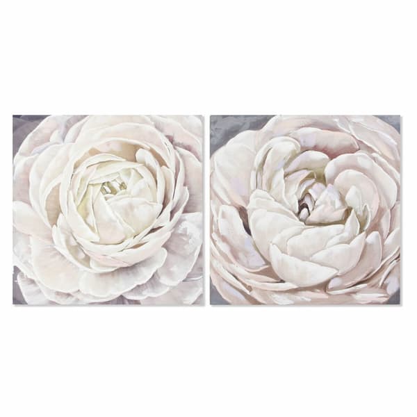 Tavla DKD Home Decor Blomster (80 x 3 x 80 cm) (2 antal)