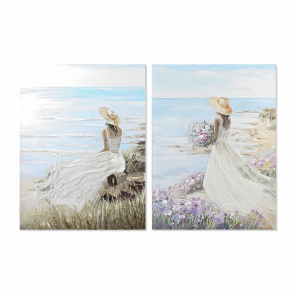 Tavla DKD Home Decor Kvinna 90 x 4 x 120 cm Medelhavs (2 antal)