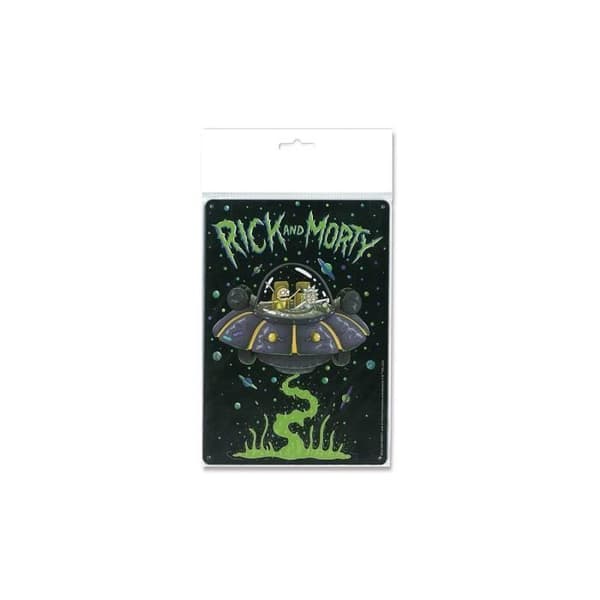 LogoShirt - Rick & Morty - Metallskylten Rymdskepp 15 x 21 cm
