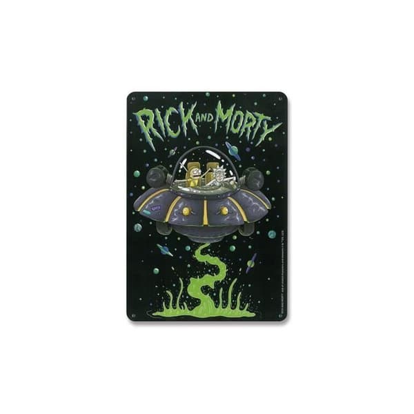 LogoShirt - Rick & Morty - Metallskylten Rymdskepp 15 x 21 cm