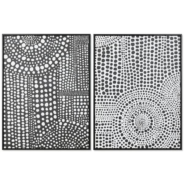 Tavla Home ESPRIT Vit Svart Abstrakt Modern Lackad 60 x 3,5 x 80 cm (2 antal)